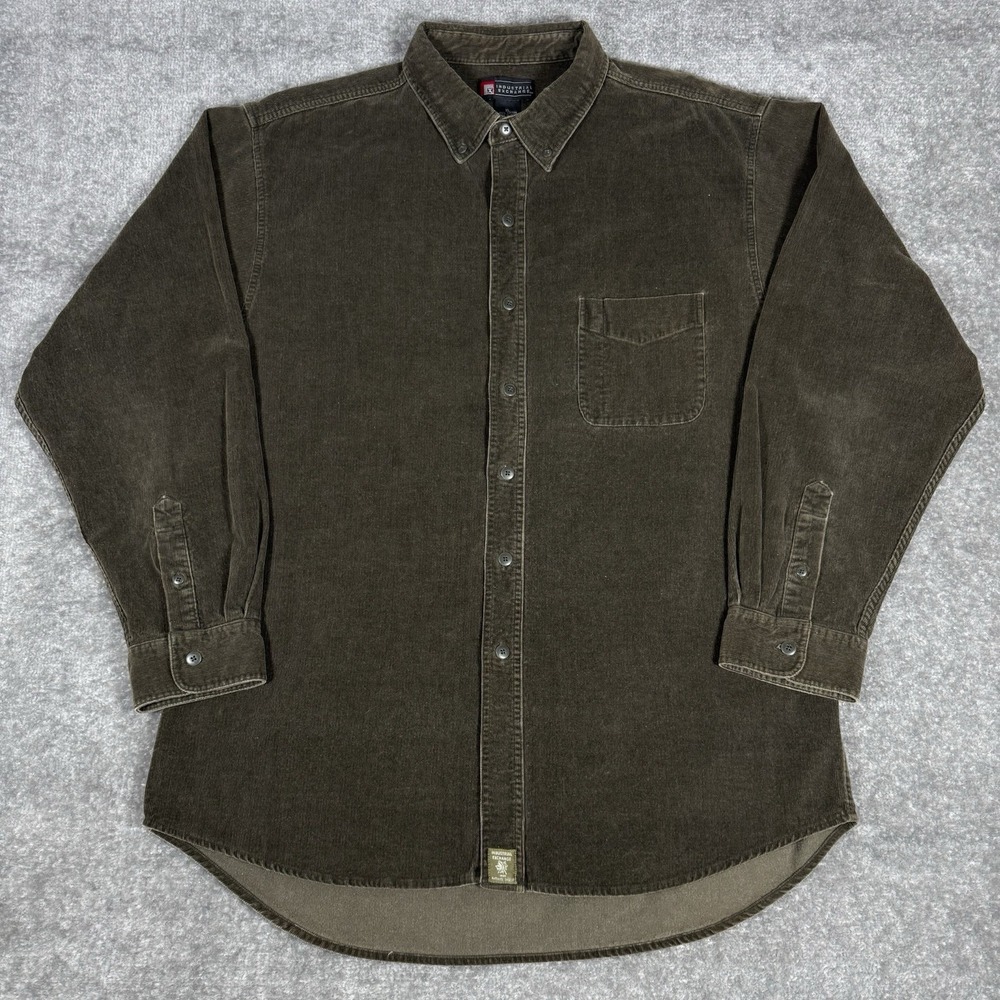VTG Industrial Exchange Shirt Men's XL Brown Corduroy Long Sleeve‎ Button Up